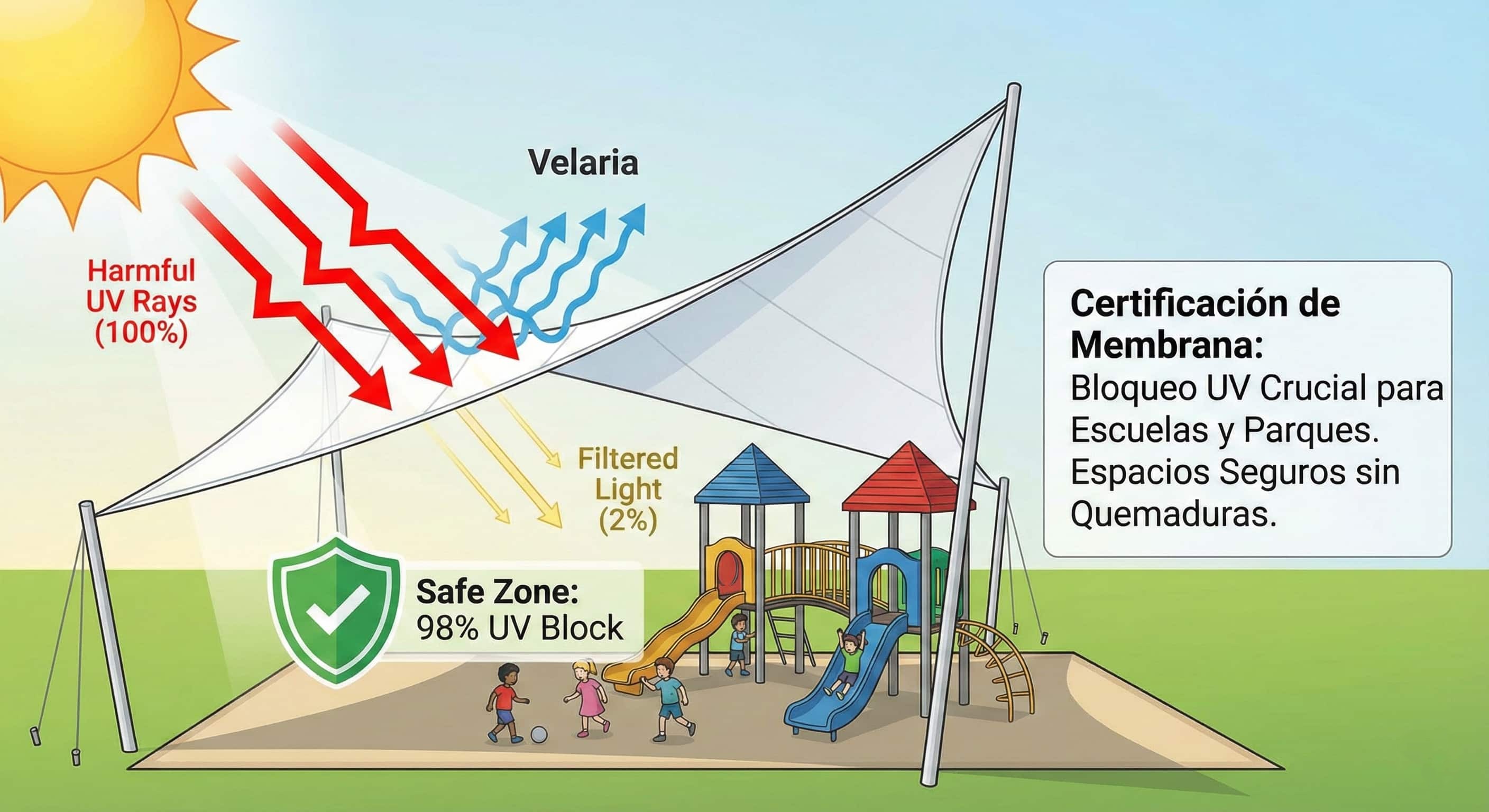 Gráfico de reducción de calor con membrana textil